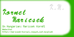 kornel maricsek business card